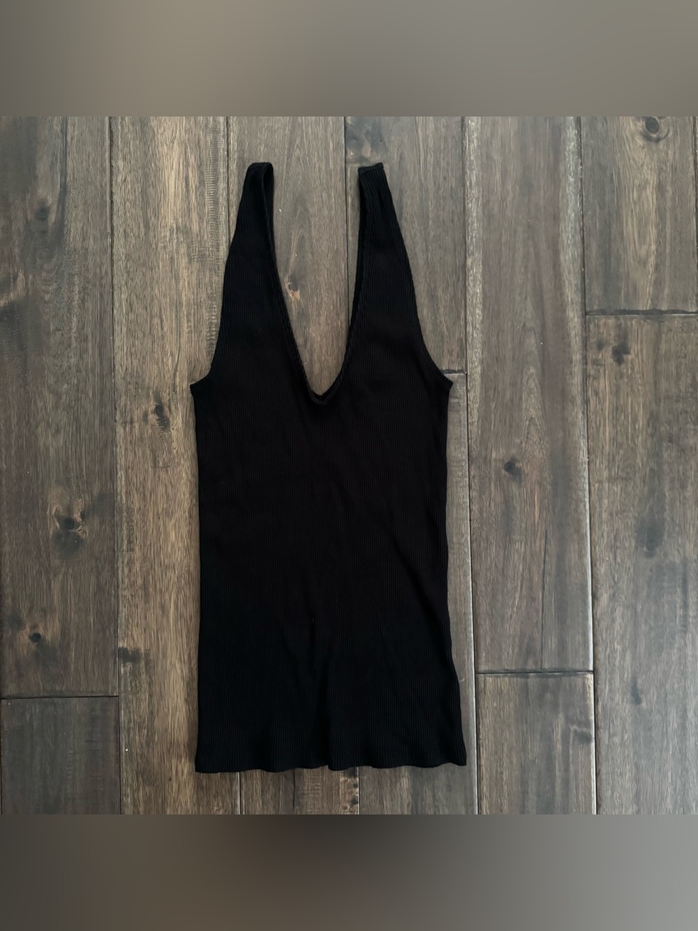 Express Black Ribbed Deep V-neck Tank Top S